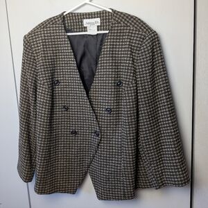 ADDITION ELLE Women Blazer Vintage Plus Size Color Brown And Beige Size 22